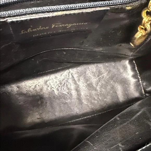 Salvatore Ferragamo Black and Gold Shoulder Bag - Picture 9 of 13